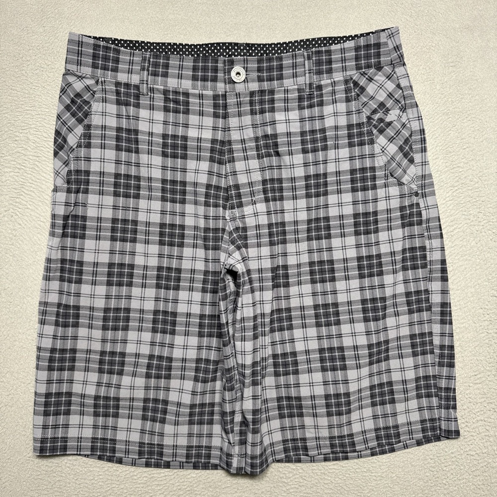 Lululemon Shorts Mens Size 34 Gray Black Plaid Golf Performance Stretch Academia